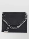 Stella Mccartney Falabella Compact Trifold Wallet Chain Detail In Black