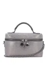 Stella Mccartney Metallic Top Handle Chain Strap Clutch Bag In Gray