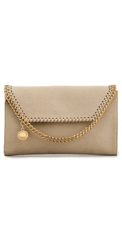 Stella Mccartney Falabella Vegan Shaggy Deerskin Wallet On A Chain Butter Cream In Yellow