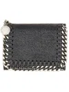 Stella Mccartney Black Tri-fold Wallet With Chain Detail In Black
