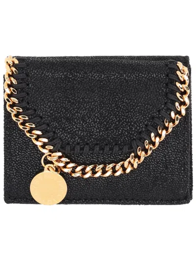 Stella Mccartney Falabella Chain Wallet Textured Finish In Black