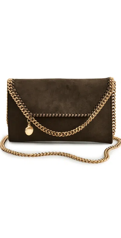 Stella Mccartney Falabella Wallet Chain Crossbody Bag In Alter Suede Moka In Brown