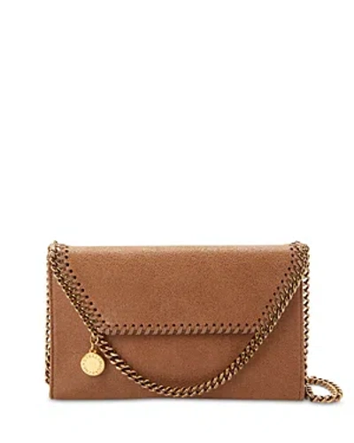 Stella Mccartney Falabella Wallet Crossbody Bag In Pecan/vintage Gold