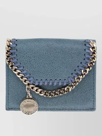 Stella Mccartney Falabella Wallet Textured Finish Chain Detail In Blue
