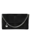 Stella Mccartney Falabella Wallet W/ Chain Bag Brushed Velvet In Black