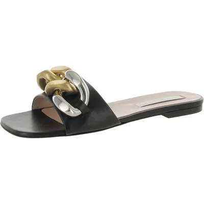 Stella Mccartney Falabella Womens Faux Leather Slip-on Slide Sandals In Black