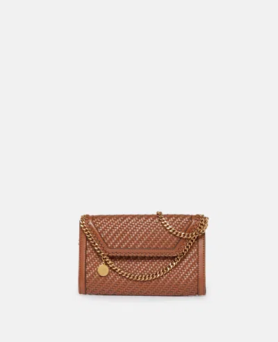 Stella Mccartney Falabella Woven Wallet Crossbody Bag In Brown