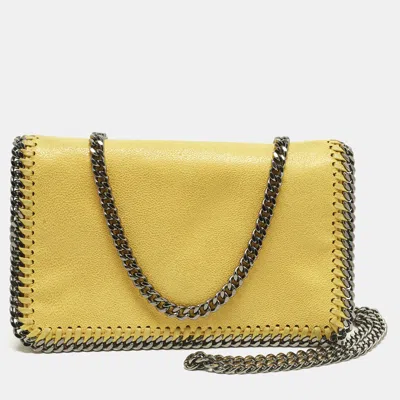 Pre-owned Stella Mccartney Falabella Yellow Faux Suede Flap Crossbody Bag