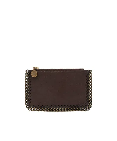 Stella Mccartney Falabella Zip Card Holder In Reddish Brown