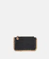 Stella Mccartney Slate Shaggy Deer Falabella Card Holder In Black