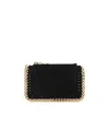 Stella Mccartney Slate Shaggy Deer Falabella Card Holder In Black