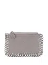 Stella Mccartney Falabella Zip Cardholder In Light Grey