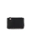 Stella Mccartney Minimalist Zip Cardholder With Contrasting Edge Stitching In Black