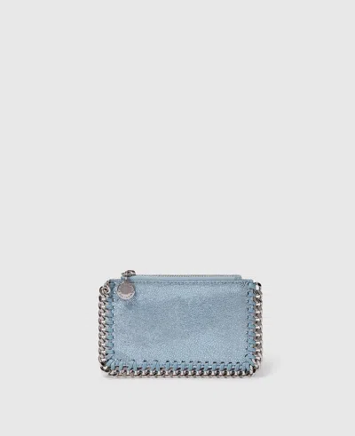 Stella Mccartney Falabella Zipper Cardholder In Sapphire Blue
