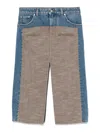 Stella Mccartney Tweed Denim Midi Skirt In Azul