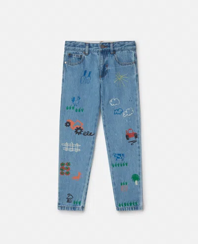 Stella Mccartney Farmyard Print Denim Jeans In Blue