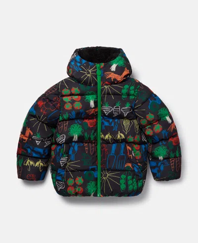 Stella Mccartney Farmyard Print Hooded Puffer Coat In Multicolour