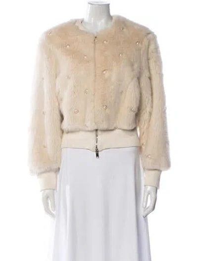 Pre-owned Stella Mccartney Faux Fur Bomber Jacket In Neutral