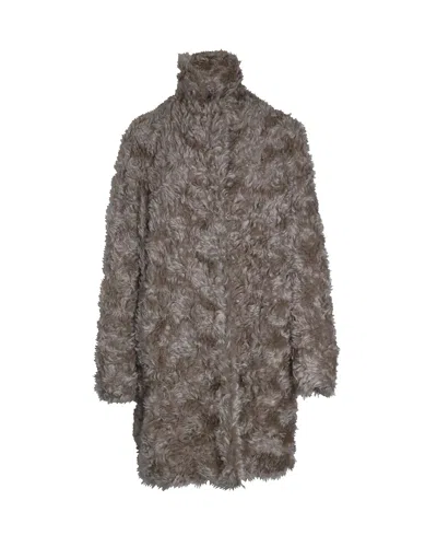 Stella Mccartney Faux Fur Coat In Beige Mohair