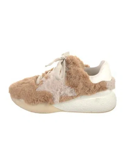Pre-owned Stella Mccartney Faux Fur Colorblock Pattern Athletic Sneakers In Neutral