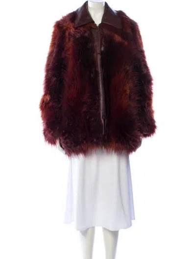 Pre-owned Stella Mccartney Faux Fur Faux Fur Jacket In Burgundy
