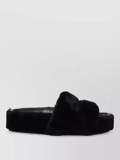Stella Mccartney Faux Fur Slippers In Black