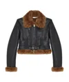 Stella Mccartney Plush Teddy Cropped Biker Jacket In Black