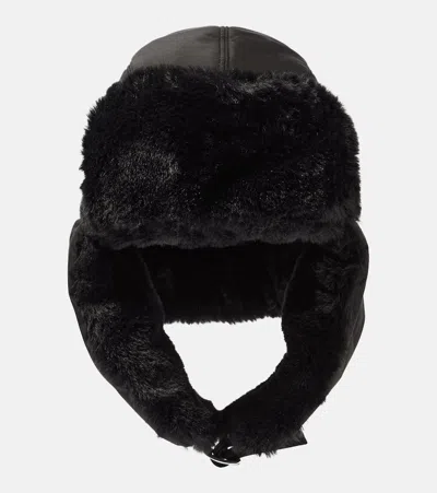 Stella Mccartney Faux Fur-trimmed Hat In Black