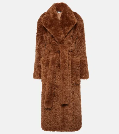 Stella Mccartney Faux Fur Wrap Coat In Beige