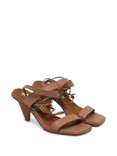 Pre-owned Stella Mccartney Faux Leather Ankle Strap Sandals In Brown