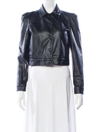 Pre-owned Stella Mccartney Faux Leather Biker Jacket In Blue