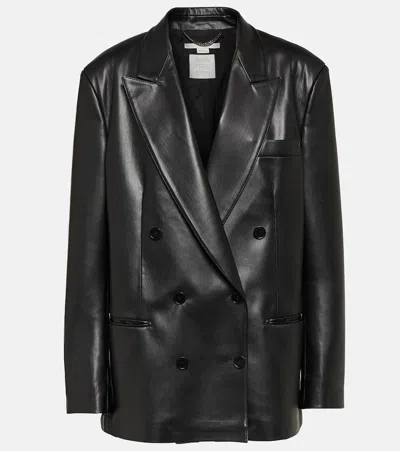 Stella Mccartney Stella Mc Cartney Oversized Double Breasted Jacket In Vegan Leather In Black