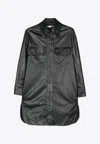 Stella Mccartney Oversized Faux Leather Shirt With Chest Pockets In Black