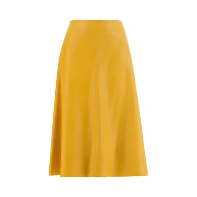 Pre-owned Stella Mccartney Faux Leather Midi Skirt 'yellow' | Women's Size 44