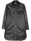 Stella Mccartney Oversized Faux Leather Shirt With Chest Pockets In Black