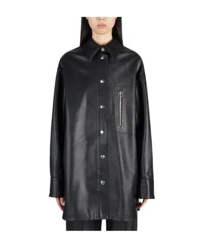 Stella Mccartney Faux-leather Overshirt In Black