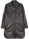 Stella Mccartney Oversized Faux Leather Shirt With Chest Pockets In Brown