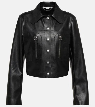 Stella Mccartney Faux Leather Shirt Jacket In Black