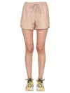 Stella Mccartney Faux Leather Mini Shorts With Elastic Waist In Neutral