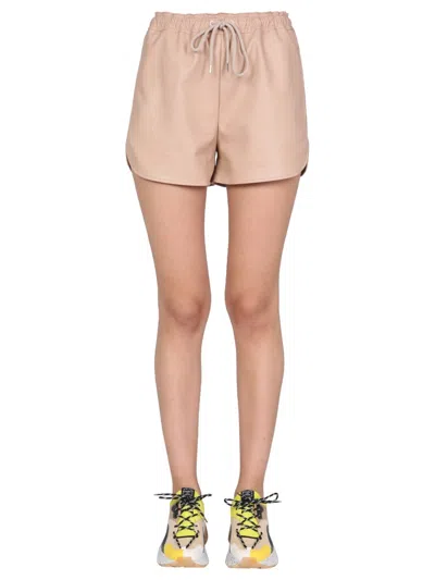Stella Mccartney Faux Leather Shorts With Drawstring In Brown