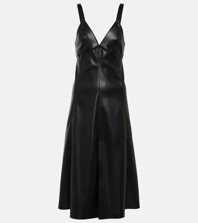 Stella Mccartney Faux Leather Slip Dress In Black