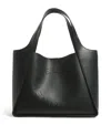 Stella Mccartney Black Tote Bag With Perforated Logo Lettering Detail At The Front In Faux Leather In Green