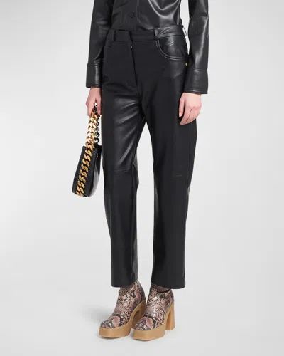 Stella Mccartney Faux Leather Straight-leg Trousers In 1000 Black