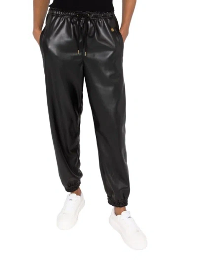 Stella Mccartney Faux Leather Track Pants In Black