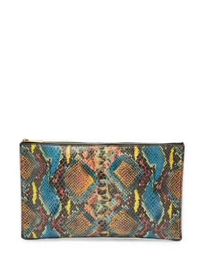 Pre-owned Stella Mccartney Faux Python Clutch Bag In Grey