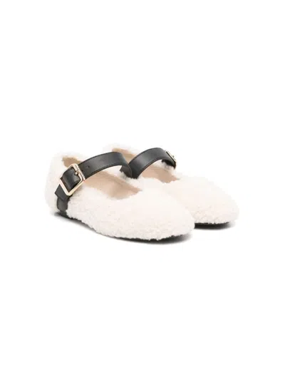 Stella Mccartney Kids' Faux-shearling Ballet Flats In White