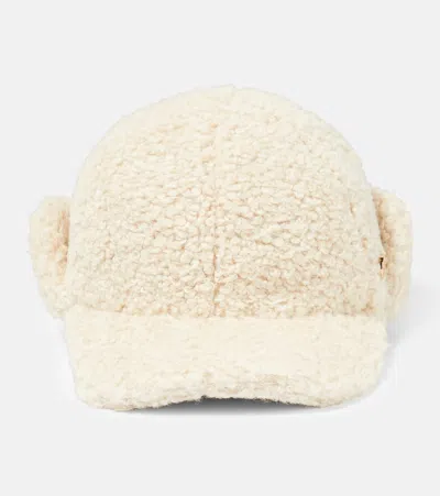 Stella Mccartney Faux Shearling Baseball Cap In Neutrals