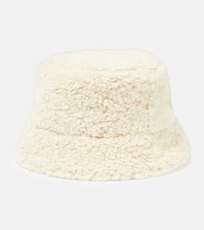 Stella Mccartney Faux Shearling Bucket Hat In Neutrals