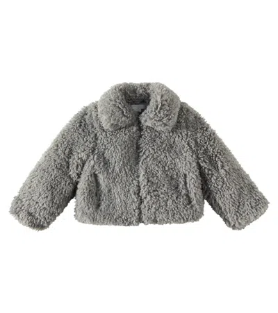 Stella Mccartney Kids' Faux Shearling Jacket In Grey