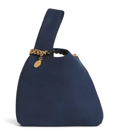 Stella Mccartney Faux Suede Falabella Wristlet Clutch Bag In Blue